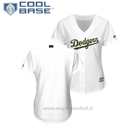 Maglia Baseball Donna Los Angeles Dodgers 2018 Dia de los Caidos Cool Base Bianco